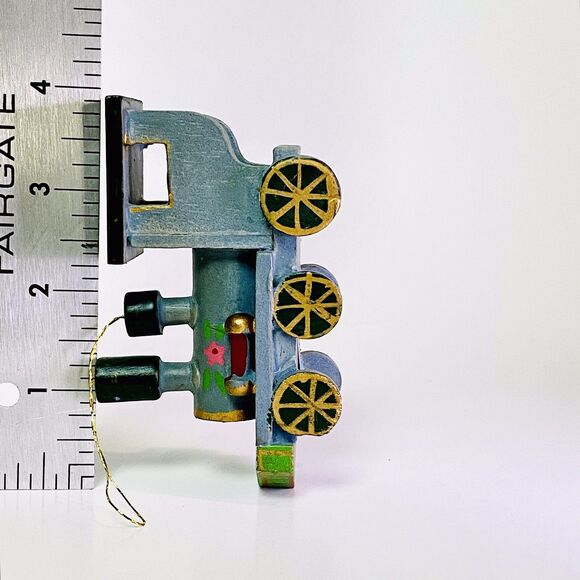 Vintage Christmas Lot 4 Painted Wood Ornaments Nutcracker Train Sled Drummer - Picture 7 of 16